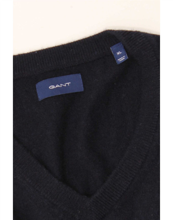 Gant Mens V-Neck Jumper Sweater XL Navy Blue