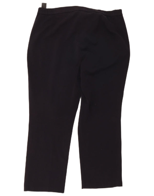 Marks & Spencer Womens High Waist Cropped Trousers UK 14 Large W34 L26 Navy