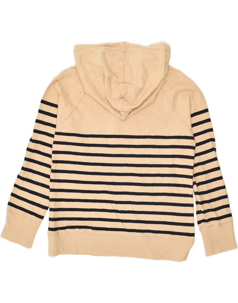 J. CREW Womens Hoodie Jumper UK 10 Small Beige Striped Cotton | Vintage J. Crew | Thrift | Second-Hand J. Crew | Used Clothing | Messina Hembry 