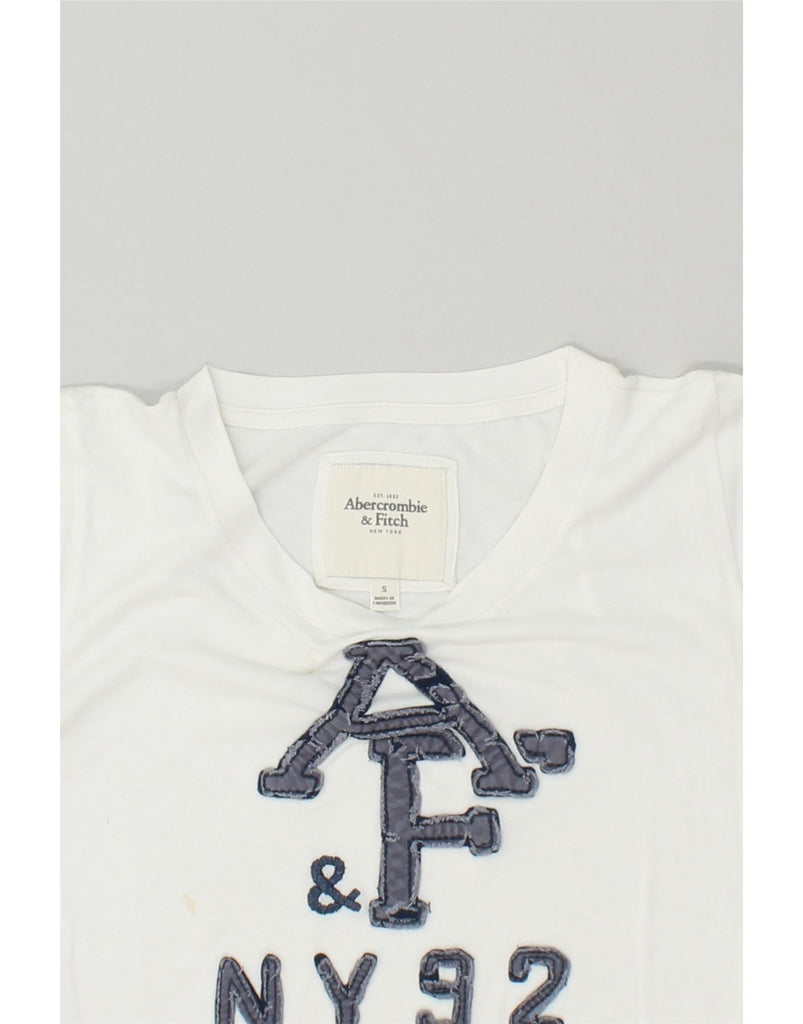 ABERCROMBIE & FITCH Womens Graphic T-Shirt Top UK 8 Small White Cotton | Vintage Abercrombie & Fitch | Thrift | Second-Hand Abercrombie & Fitch | Used Clothing | Messina Hembry 