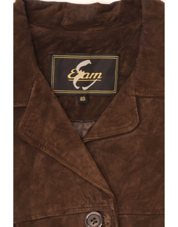 Etam Womens Suede Jacket UK 12 Medium Brown Leather