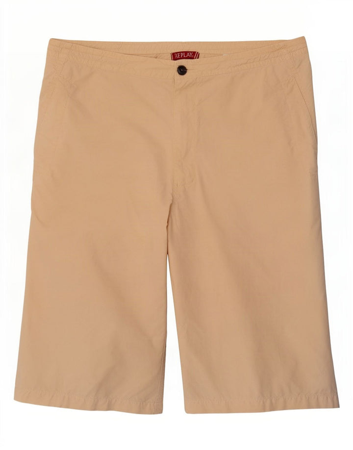 Replay Womens Bermuda Shorts W34 Large Beige Cotton