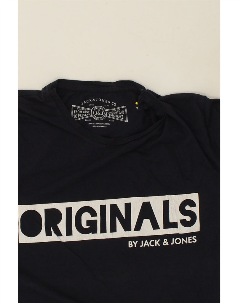 JACK & JONES Mens Graphic T-Shirt Top XL Navy Blue Cotton | Vintage Jack & Jones | Thrift | Second-Hand Jack & Jones | Used Clothing | Messina Hembry 