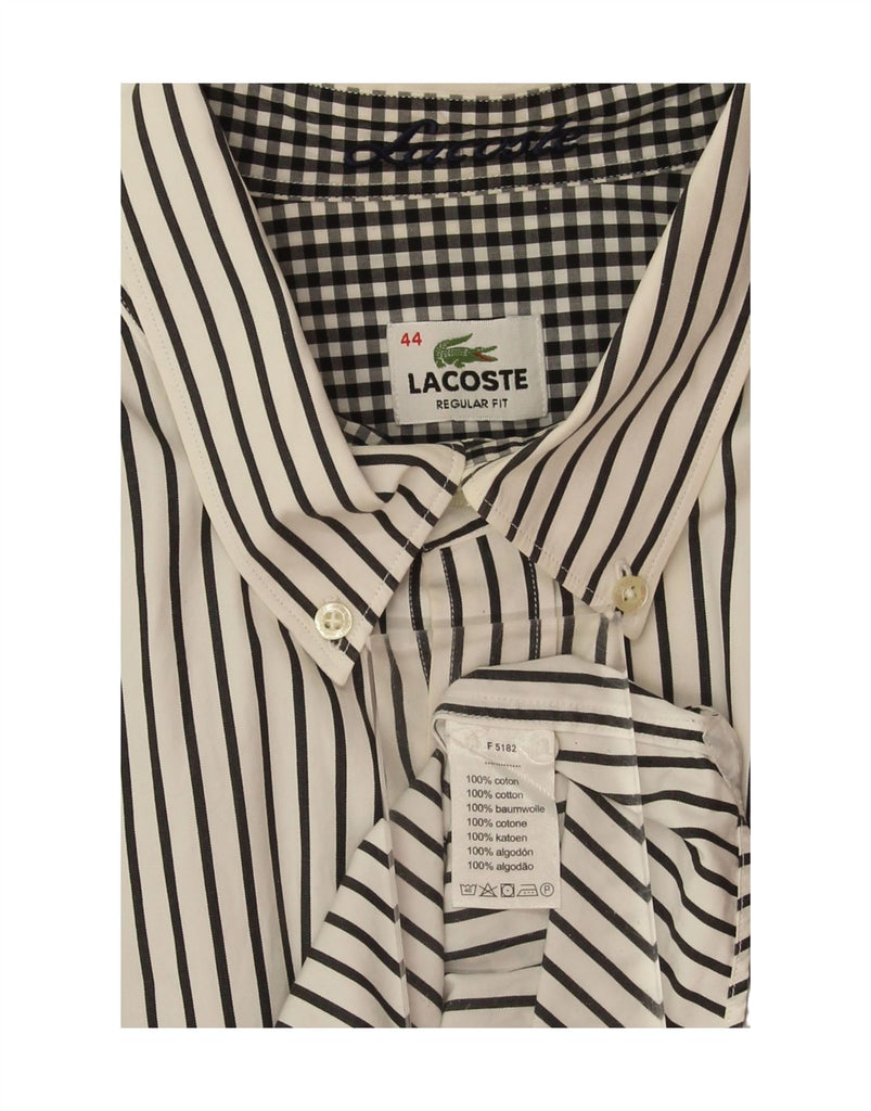 LACOSTE Mens Regular Fit Shirt Size 44 XL White Striped Cotton Vintage Lacoste and Second-Hand Lacoste from Messina Hembry 