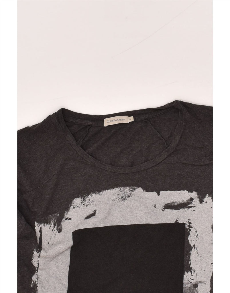 CALVIN KLEIN Mens Graphic Top Long Sleeve Medium Grey Cotton | Vintage Calvin Klein | Thrift | Second-Hand Calvin Klein | Used Clothing | Messina Hembry 