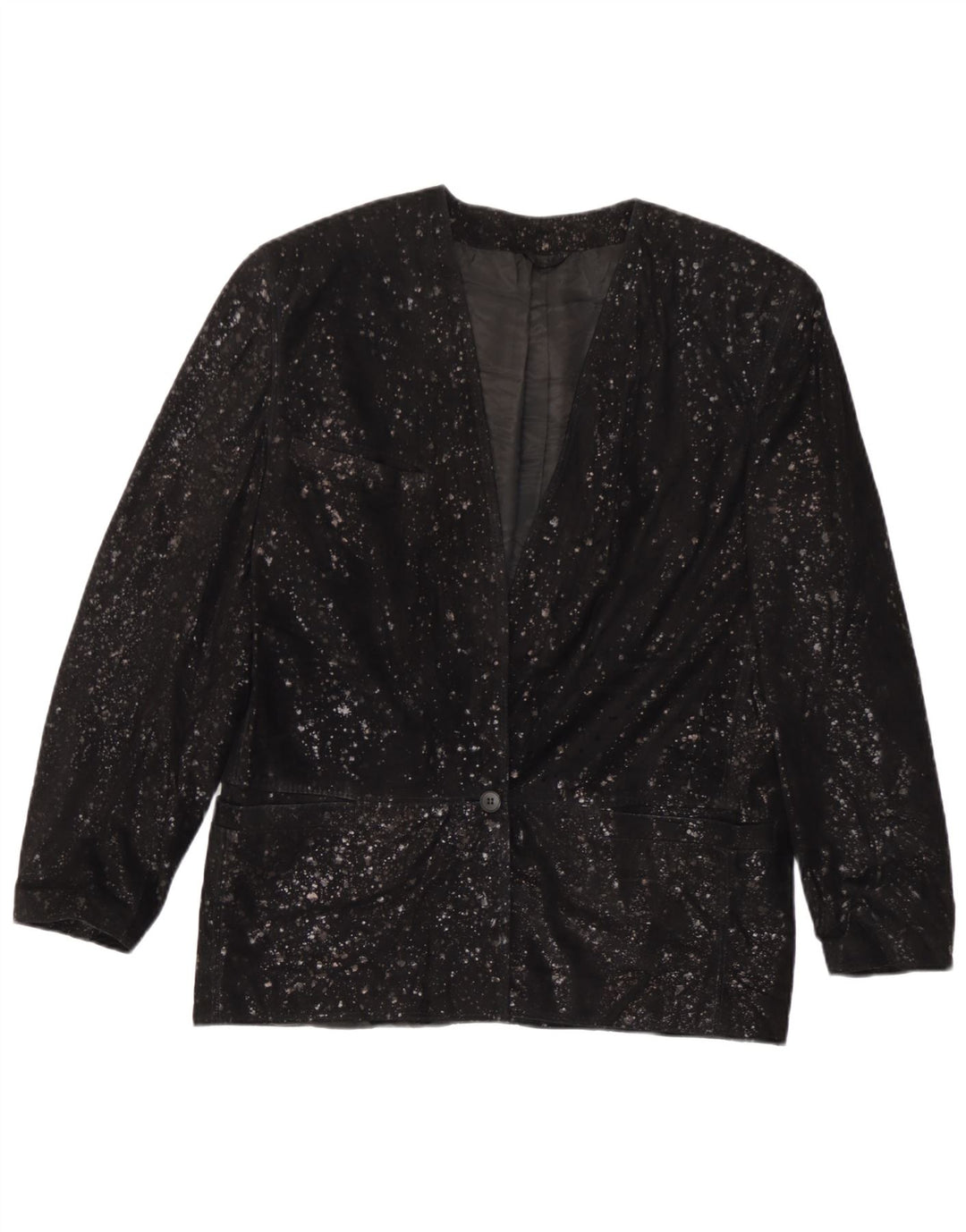 Carla Buti Womens Suede 1 Button Blazer Jacket IT 42 Medium Black Spotted