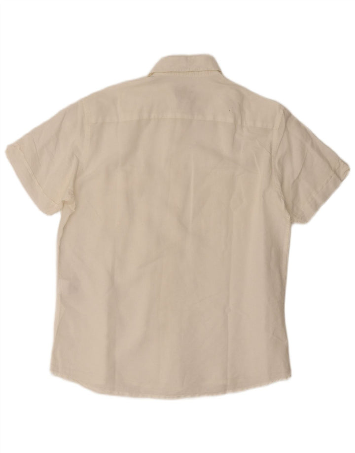 Mash Mens Short Sleeve Shirt Large Off White Linen
