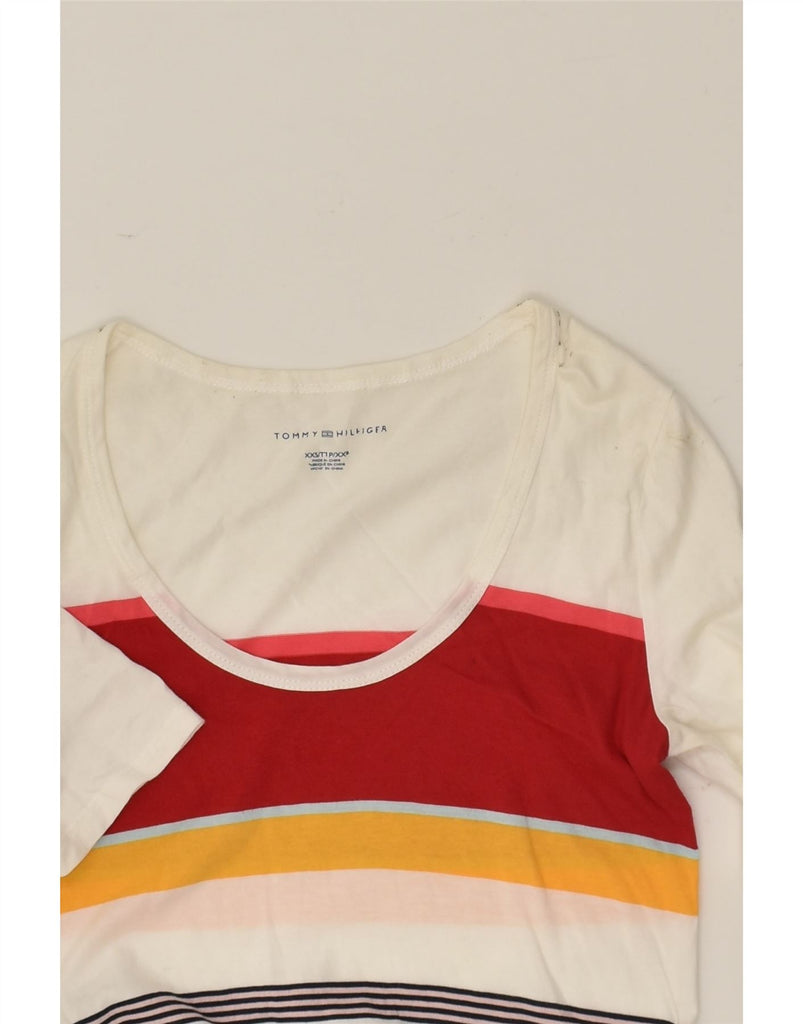 TOMMY HILFIGER Womens T-Shirt Top UK 2 2XS Multicoloured Striped Cotton | Vintage Tommy Hilfiger | Thrift | Second-Hand Tommy Hilfiger | Used Clothing | Messina Hembry 