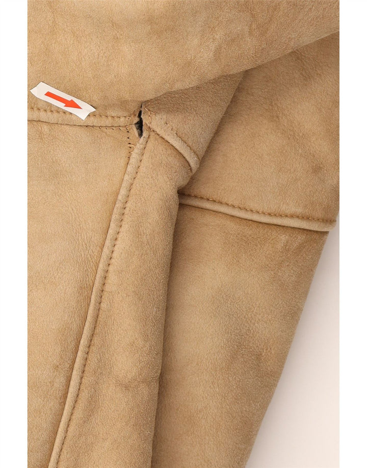 Vintage Mens Shearling Jacket UK 38 Medium Brown