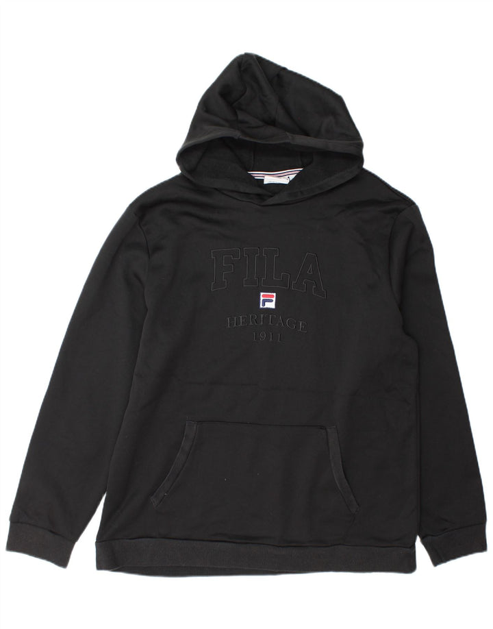 FILA Mens Graphic Hoodie Jumper Large Black Cotton