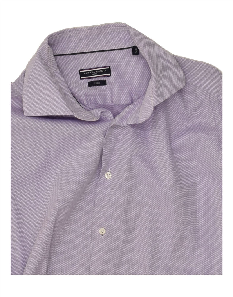 TOMMY HILFIGER Mens Fitted Tailored Fit Shirt Size 41 16 Large Purple | Vintage Tommy Hilfiger | Thrift | Second-Hand Tommy Hilfiger | Used Clothing | Messina Hembry 