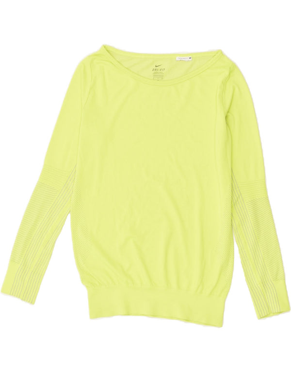 NIKE Womens Dri Fit Top Long Sleeve UK 10 Small Green Polyester