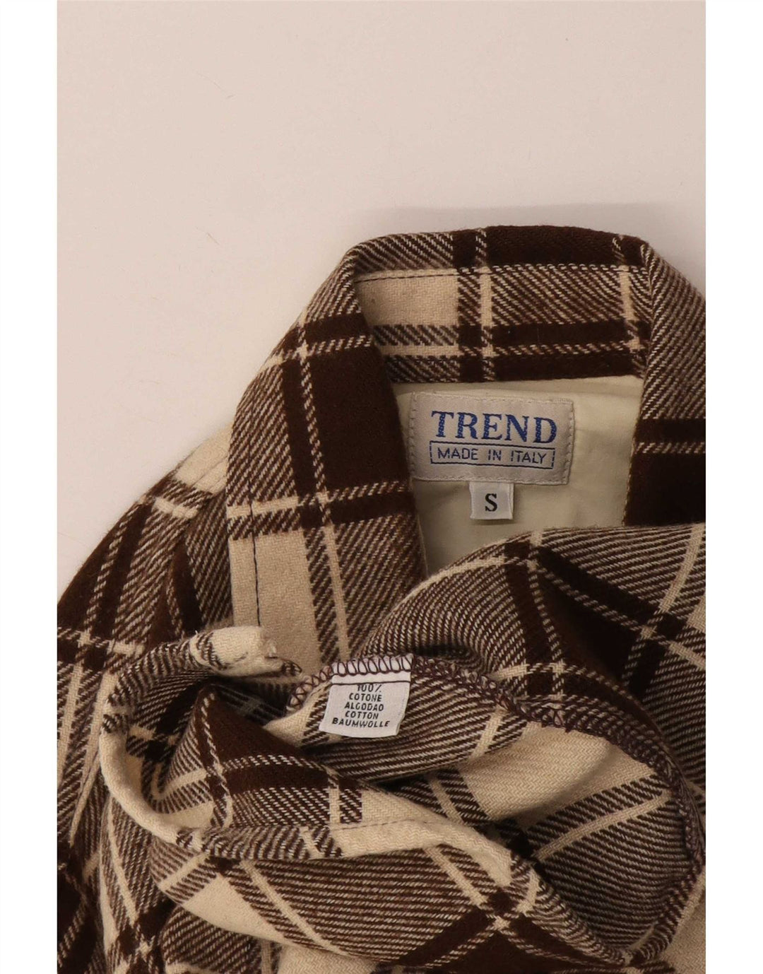 Trend Mens Lumberjack Flannel Shirt Small Brown Check Cotton