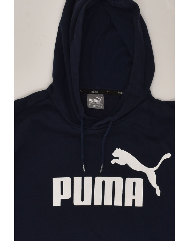 PUMA Mens Graphic Hoodie Jumper Small Navy Blue Polyester | Vintage Puma | Thrift | Second-Hand Puma | Used Clothing | Messina Hembry 