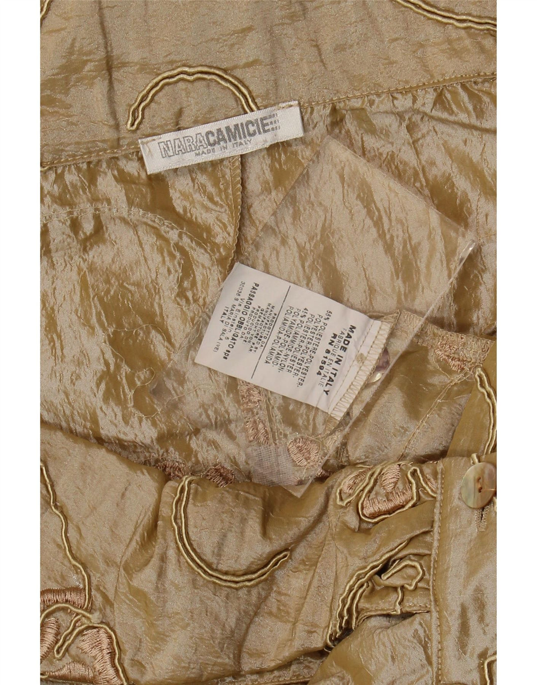 Naracamicie Womens Crop Shirt Blouse UK 12 Medium Beige Floral Polyester