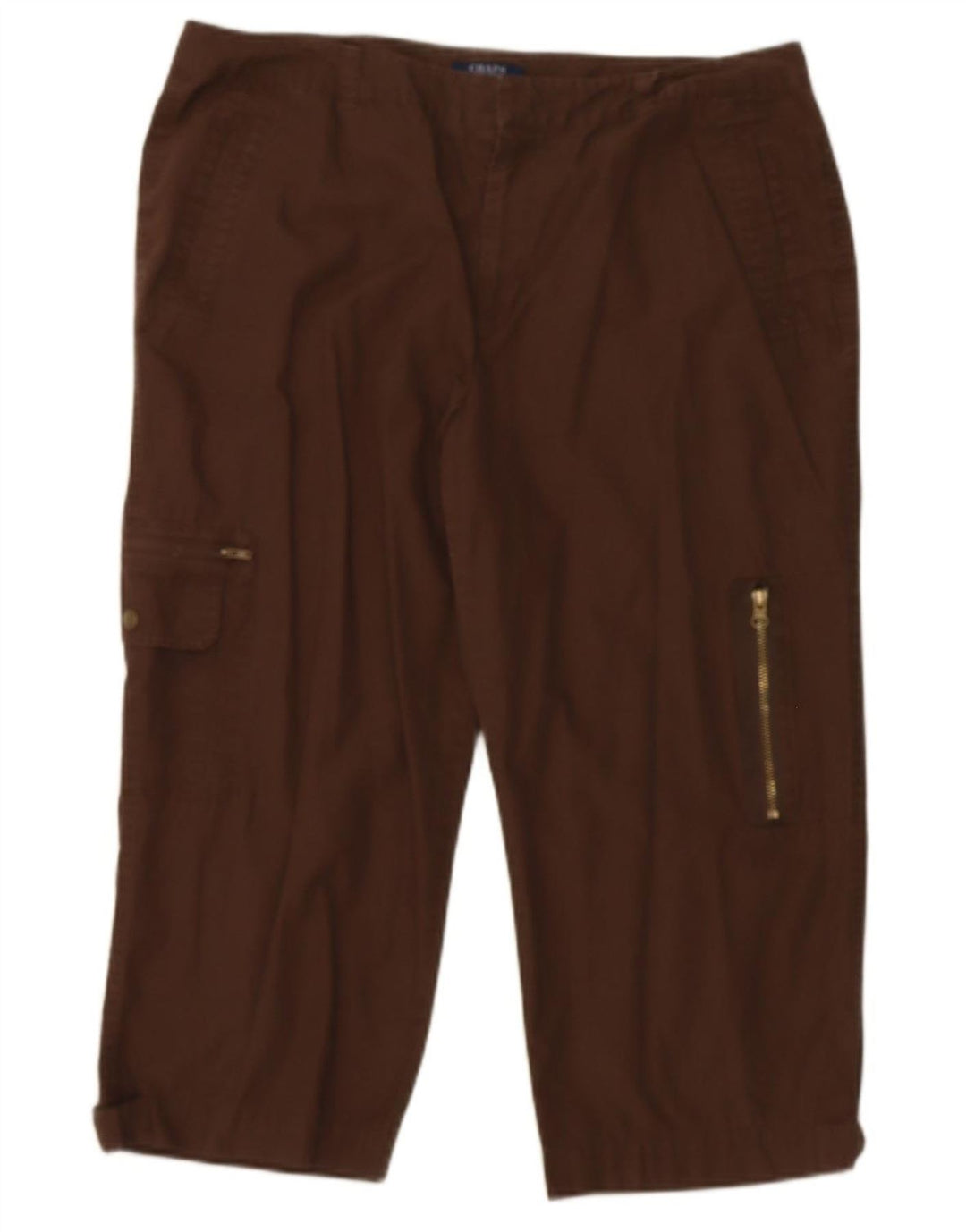 CHAPS Womens Cargo Capri Trousers US 14 XL W36 L20 Brown Cotton