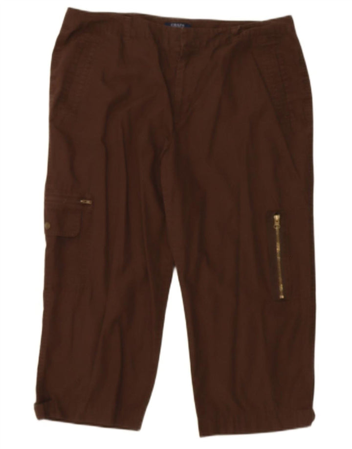 CHAPS Womens Cargo Capri Trousers US 14 XL W36 L20 Brown Cotton