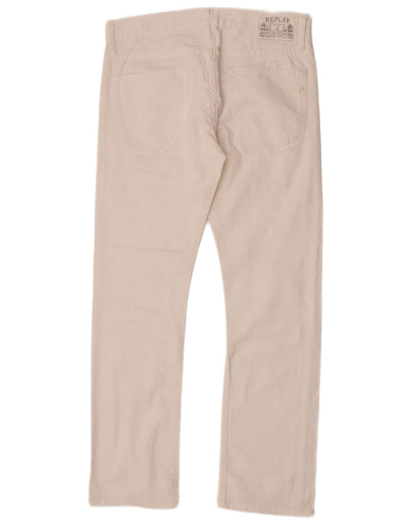 Replay Mens Straight Jeans W32 L31 White Cotton