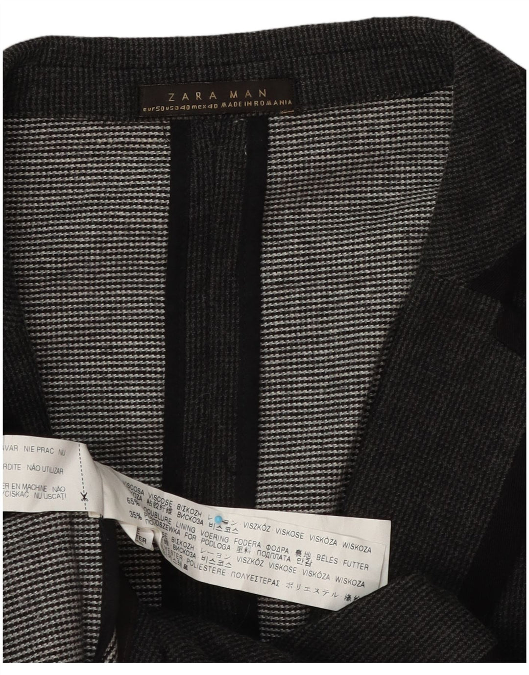 Zara Mens 1 Button Blazer Jacket EU 50 Medium Grey Viscose