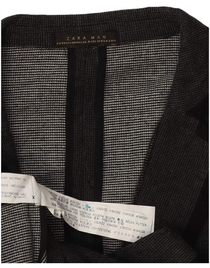 Zara Mens 1 Button Blazer Jacket EU 50 Medium Grey Viscose
