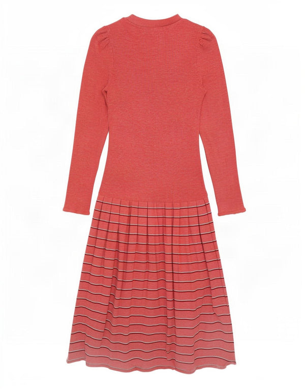 St Michael Womens Long Sleeve Jumper Dress UK 12 Medium Pink Striped