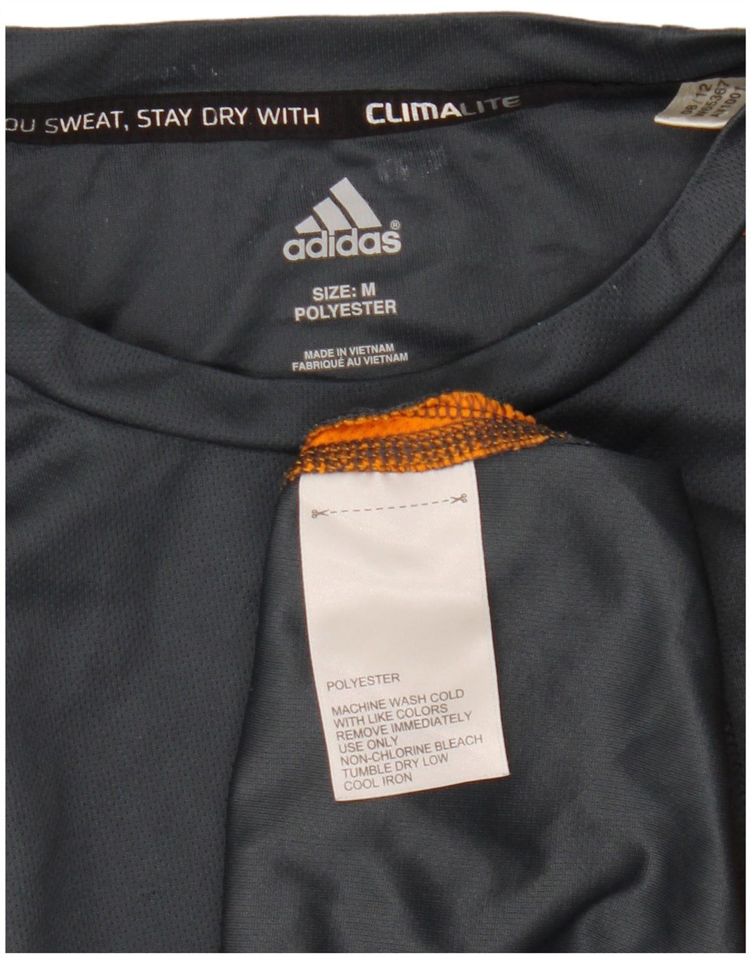 Adidas Mens Climalite T-Shirt Top Medium Grey Colourblock Polyester