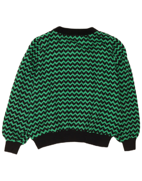 Vintage Womens Long Sleeve Blouse Top UK 18 XL Green Chevron