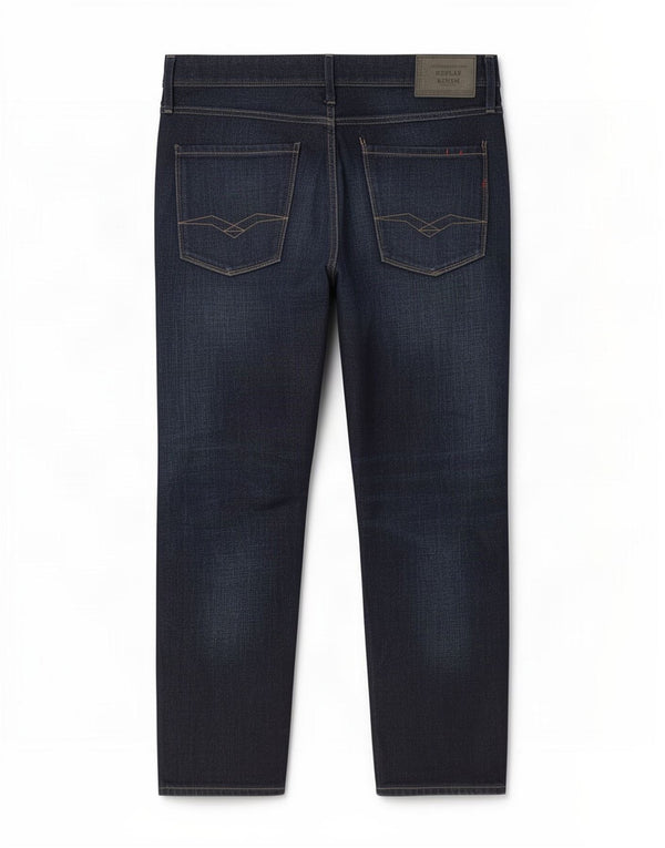 Replay Mens Anbass Slim Jeans W36 L30 Navy Blue Cotton