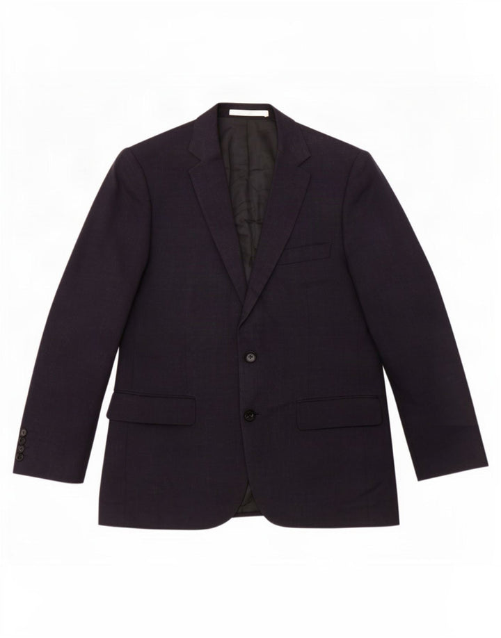 Marks & Spencer Mens 2 Button Blazer Jacket UK 40 Medium Navy Blue Wool