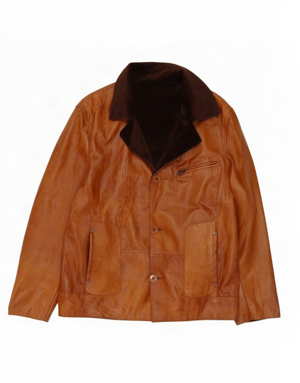 Vintage Mens Leather Reversible Jacket IT 52 Large Brown