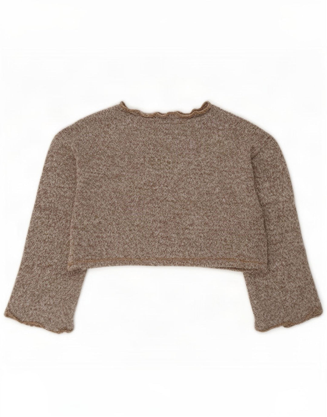 Zara Womens Crop Oversized Top Long Sleeve UK 10 Small Brown Polyester