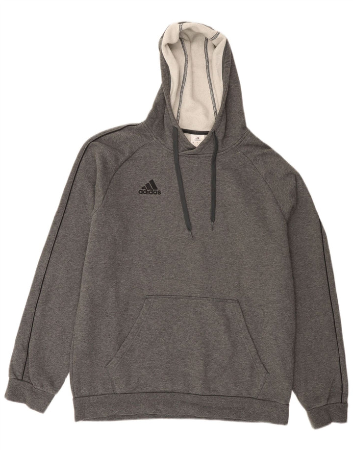 Adidas Mens Hoodie Jumper Large Grey Cotton