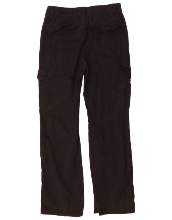 Zara Womens Straight Cargo Trousers EU 40 Medium W30 L31 Black Cotton