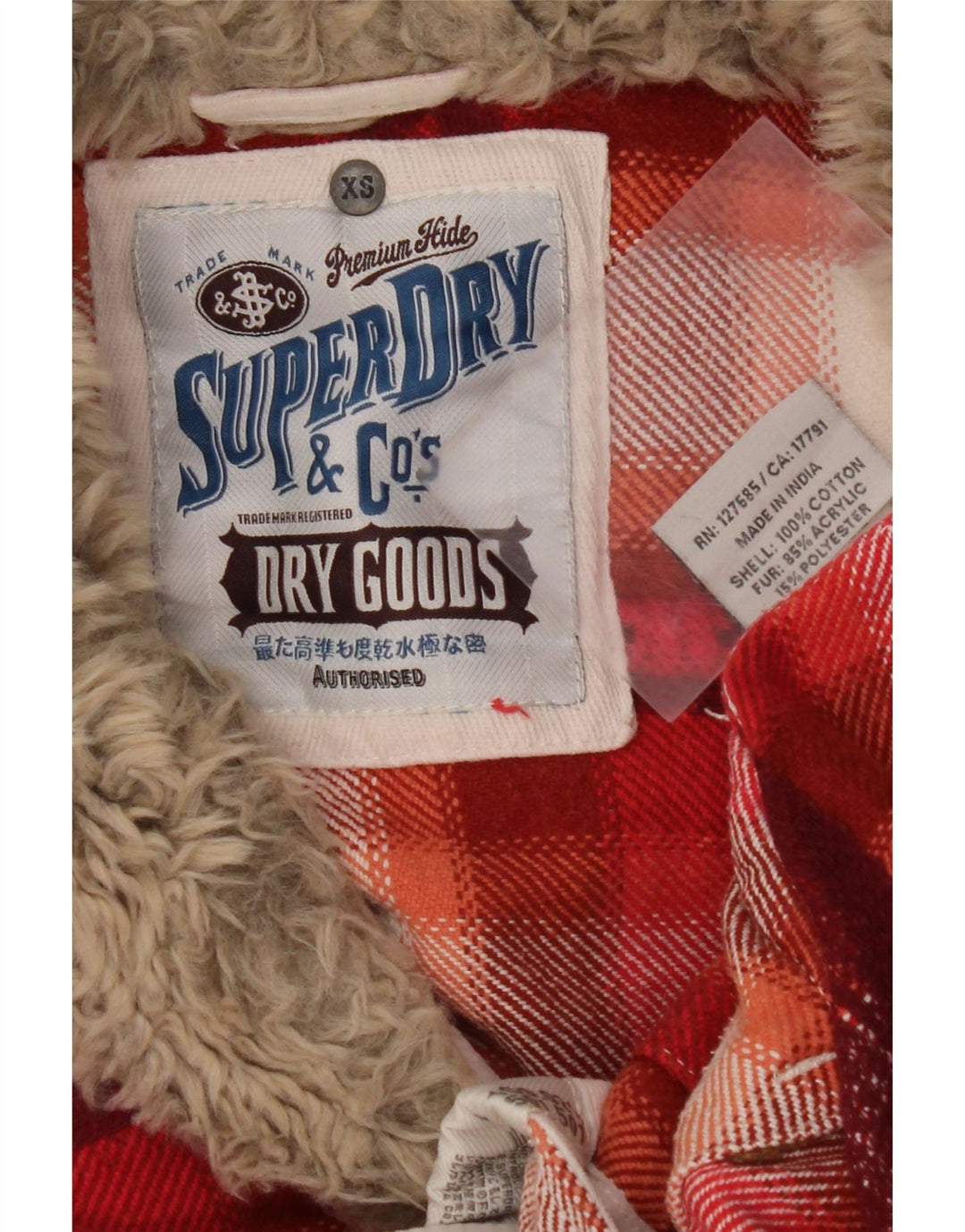 SUPERDRY Womens Flannel Shirt UK 6 XS Red Plaid Cotton