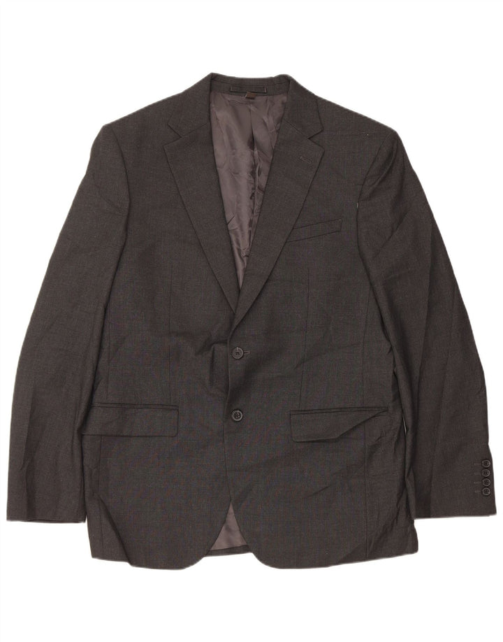 Marks & Spencer Mens 2 Button Blazer Jacket UK 40 Medium Grey Polyester