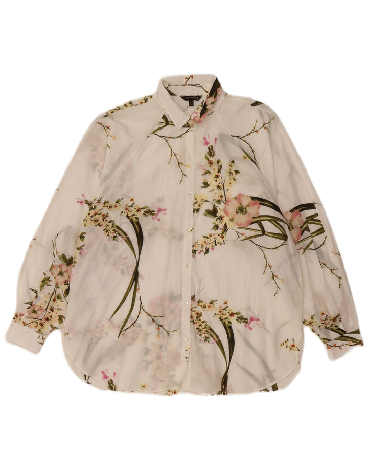 Massimo Dutti Womens See Through Oversized Shirt EU 36 XS White Floral