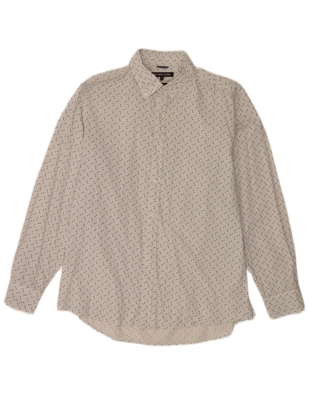 Michael Kors Mens Abstract Pattern Shirt Large White Cotton