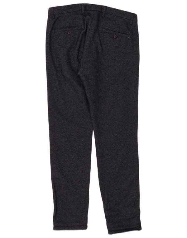 John Barritt Mens Slim Chino Trousers IT 50 Large W36 L32 Navy Blue Flecked