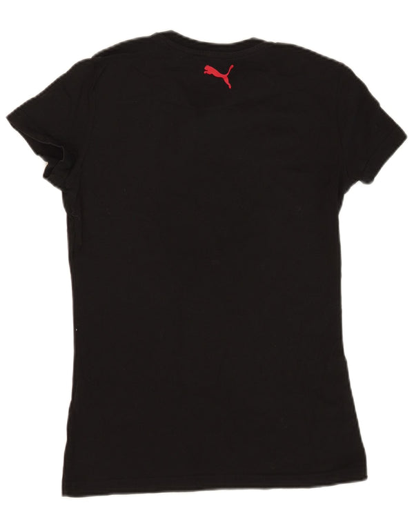 PUMA Womens AC Milan Graphic T-Shirt Top UK 10 Small Black Cotton