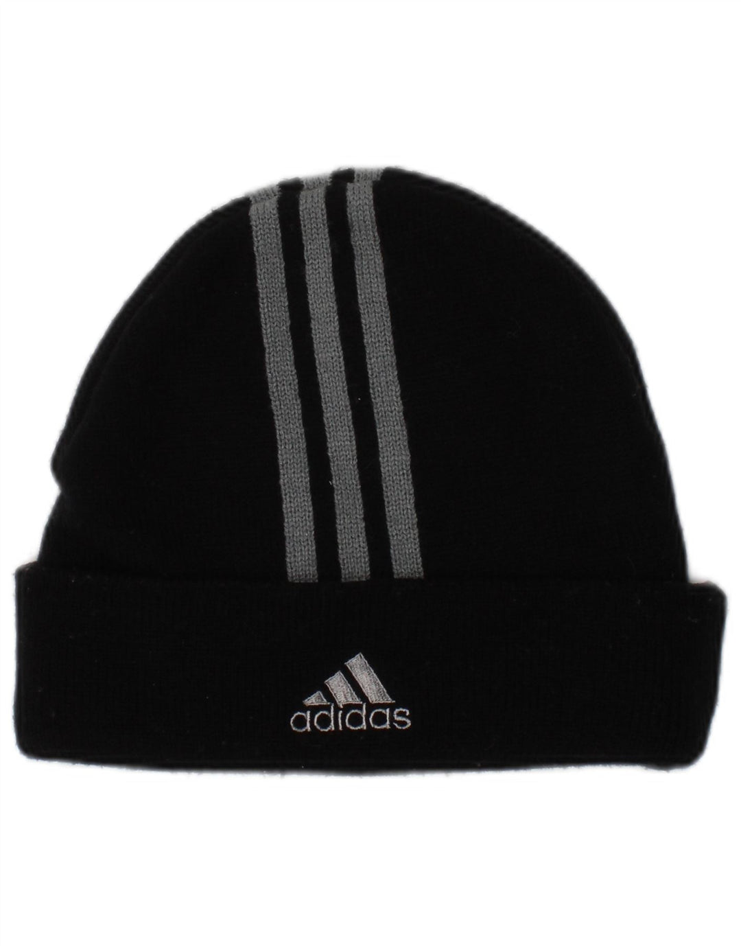 Adidas Mens Knit Beanie Hat One Size Black Striped Polyester