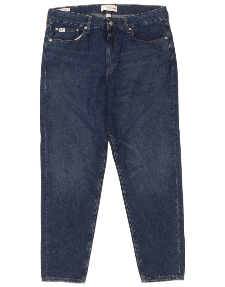 Calvin Klein Mens Regular Tapered Jeans W33 L30 Blue Cotton