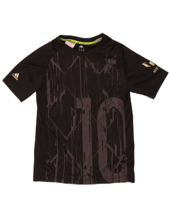 Adidas Boys MESSI Graphic T-Shirt Top 9-10 Years Black Polyester