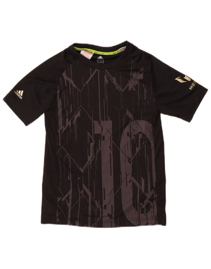 Adidas Boys MESSI Graphic T-Shirt Top 9-10 Years Black Polyester