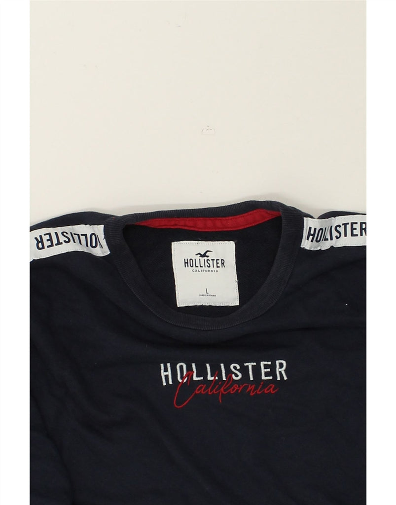 HOLLISTER Mens Graphic Sweatshirt Jumper Large Navy Blue Cotton | Vintage Hollister | Thrift | Second-Hand Hollister | Used Clothing | Messina Hembry 