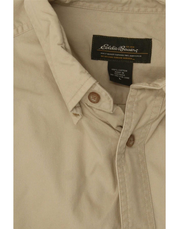 Eddie Bauer Mens Shirt Large Beige Cotton