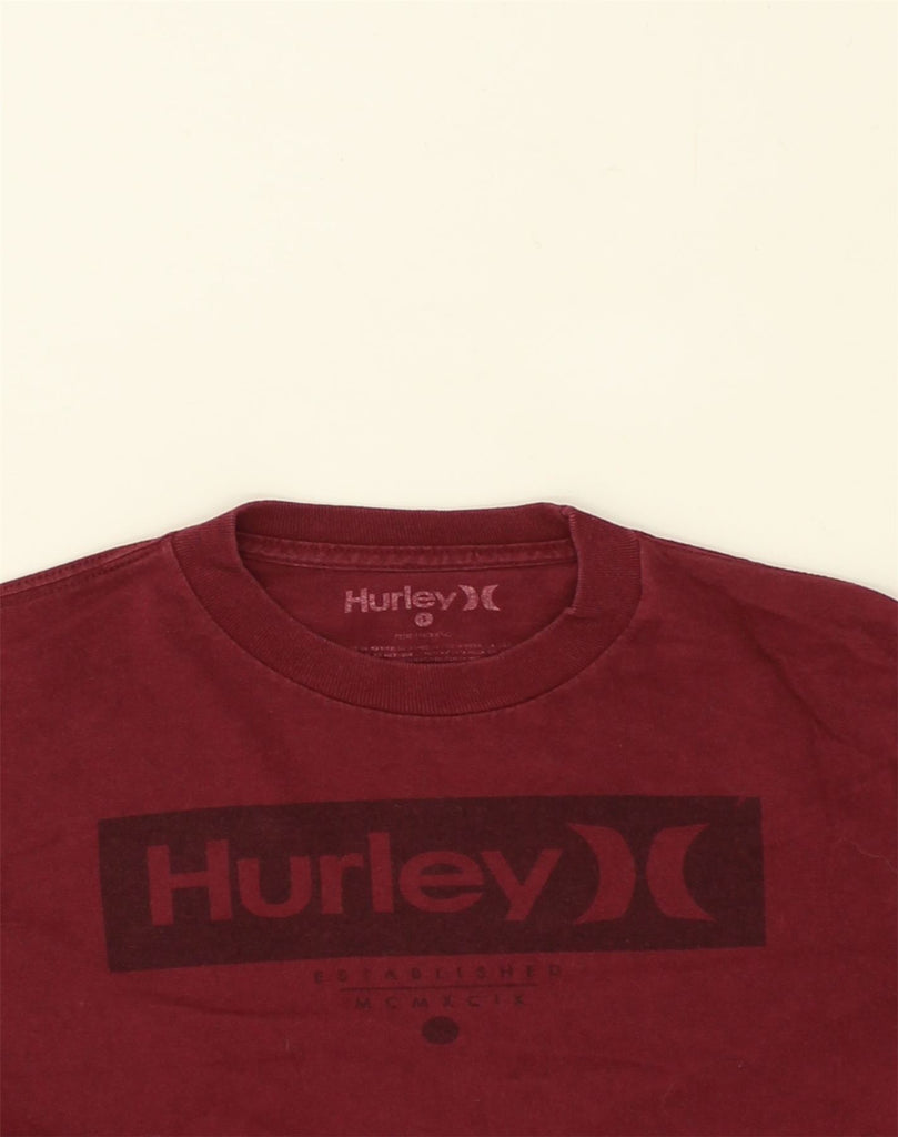 HURLEY Mens Graphic T-Shirt Top Small Burgundy Cotton | Vintage Hurley | Thrift | Second-Hand Hurley | Used Clothing | Messina Hembry 