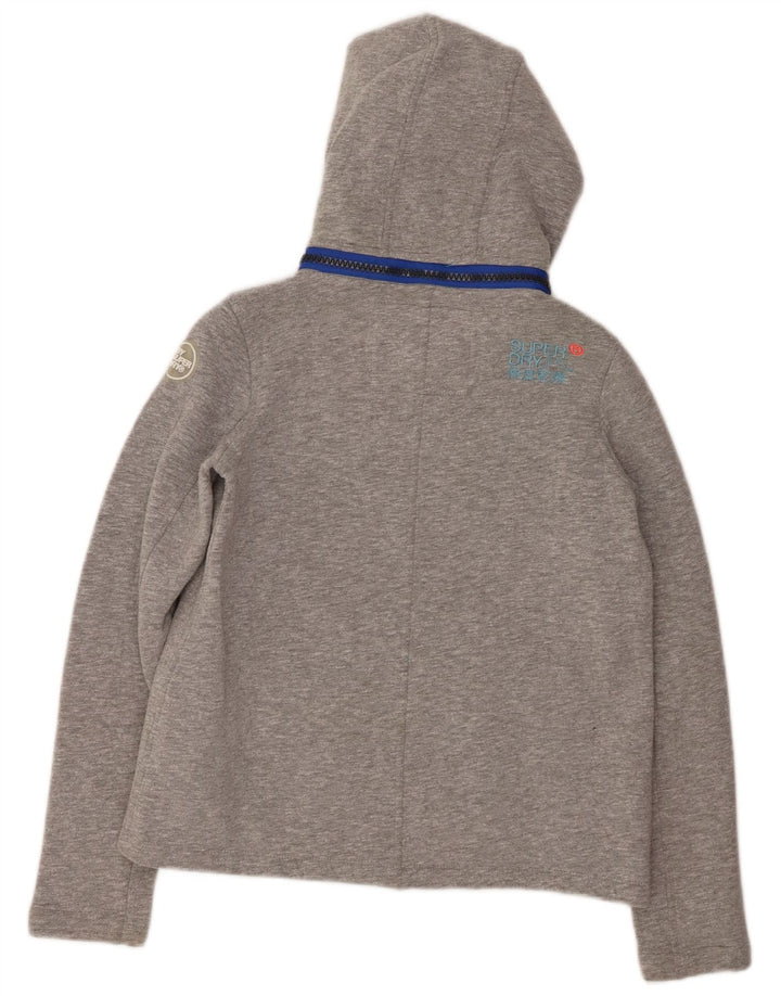 SUPERDRY Womens Zip Hoodie Sweater UK 10 Small Grey Polyester