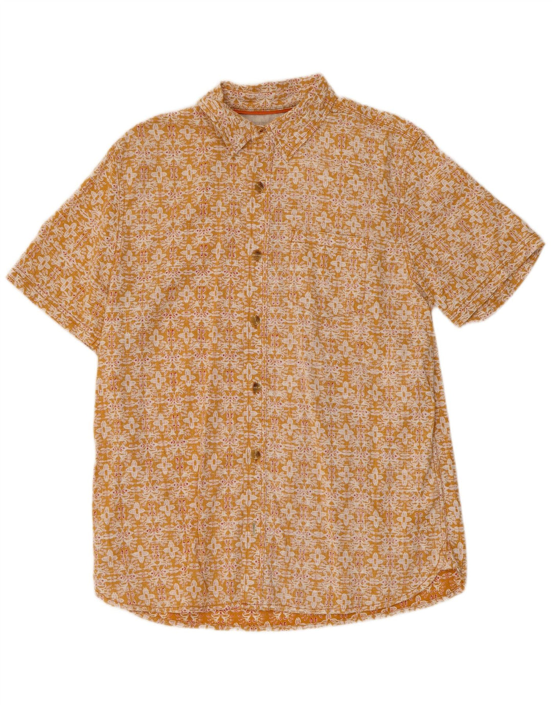 Fat Face Mens Short Sleeve Shirt Medium Orange Floral Cotton