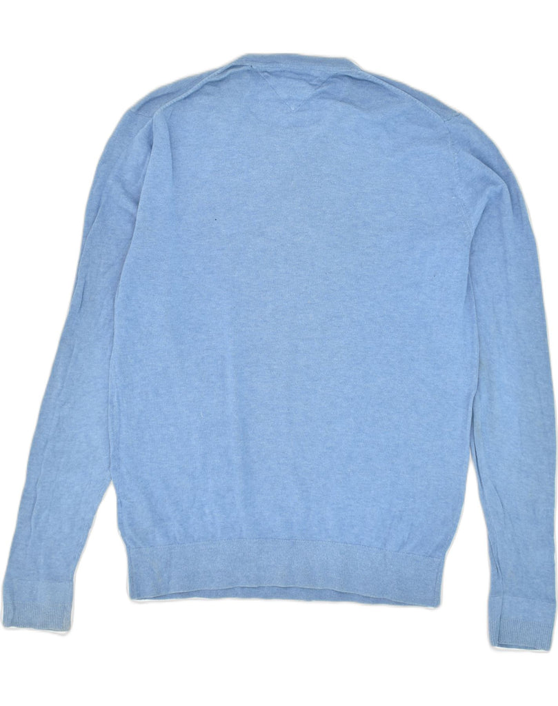 TOMMY HILFIGER Mens Crew Neck Jumper Sweater Large Blue Cotton | Vintage Tommy Hilfiger | Thrift | Second-Hand Tommy Hilfiger | Used Clothing | Messina Hembry 
