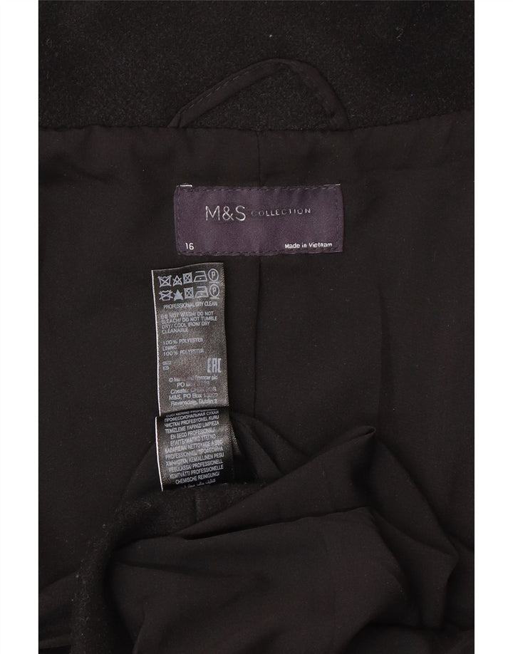 Marks & Spencer Womens Overcoat UK 16 Large  Black Polyester